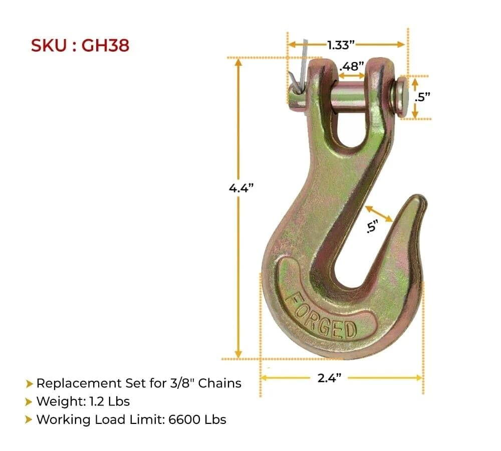 3/8 Grade 70 Forged Alloy Steel Clevis Grab Hooks 10 Pack O111026