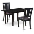 3 Piece Dining Room Furniture Set with Wooden Table and 2 Faux Leather Chairs T334
