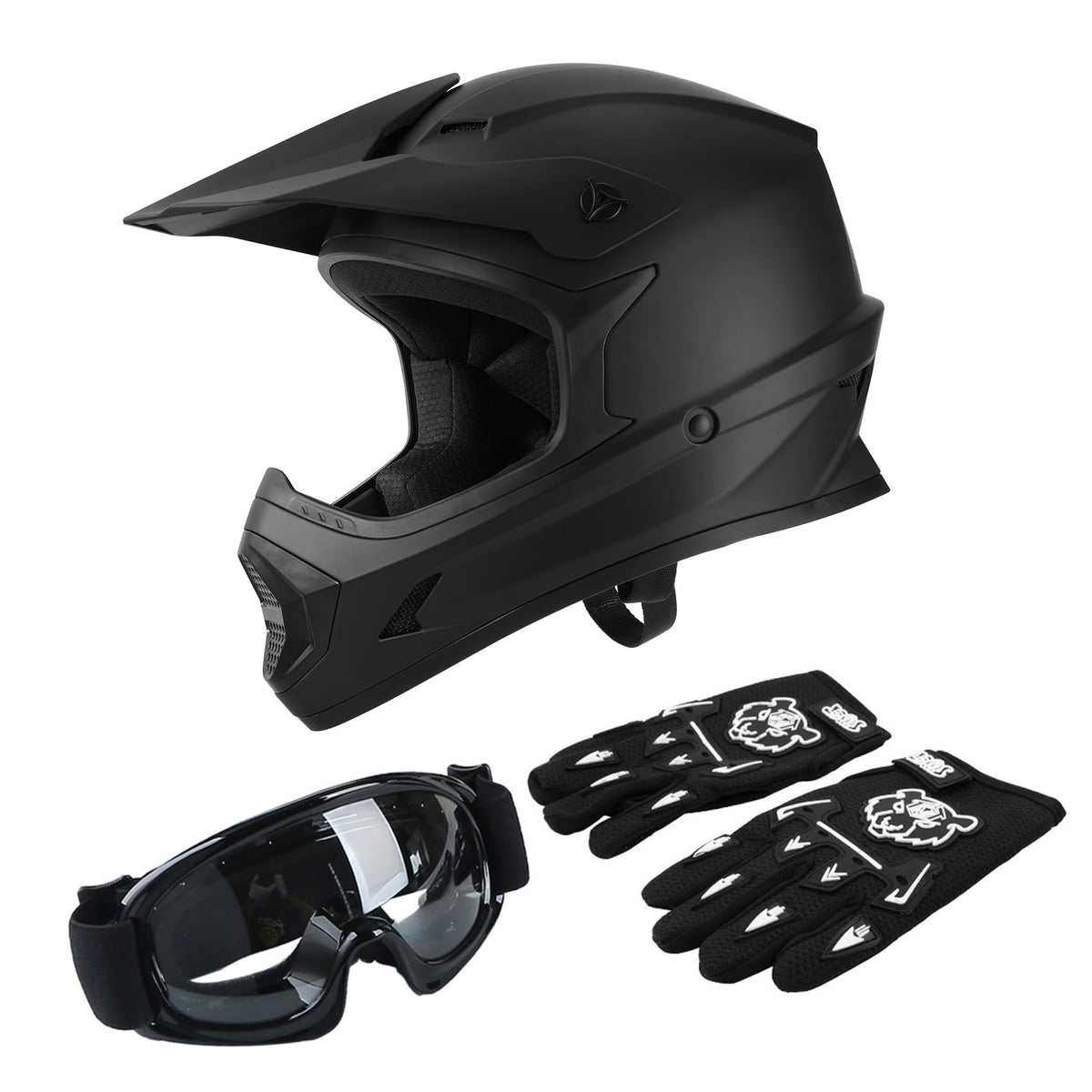 Black Youth Kids Full Face Motocross Helmet J875022