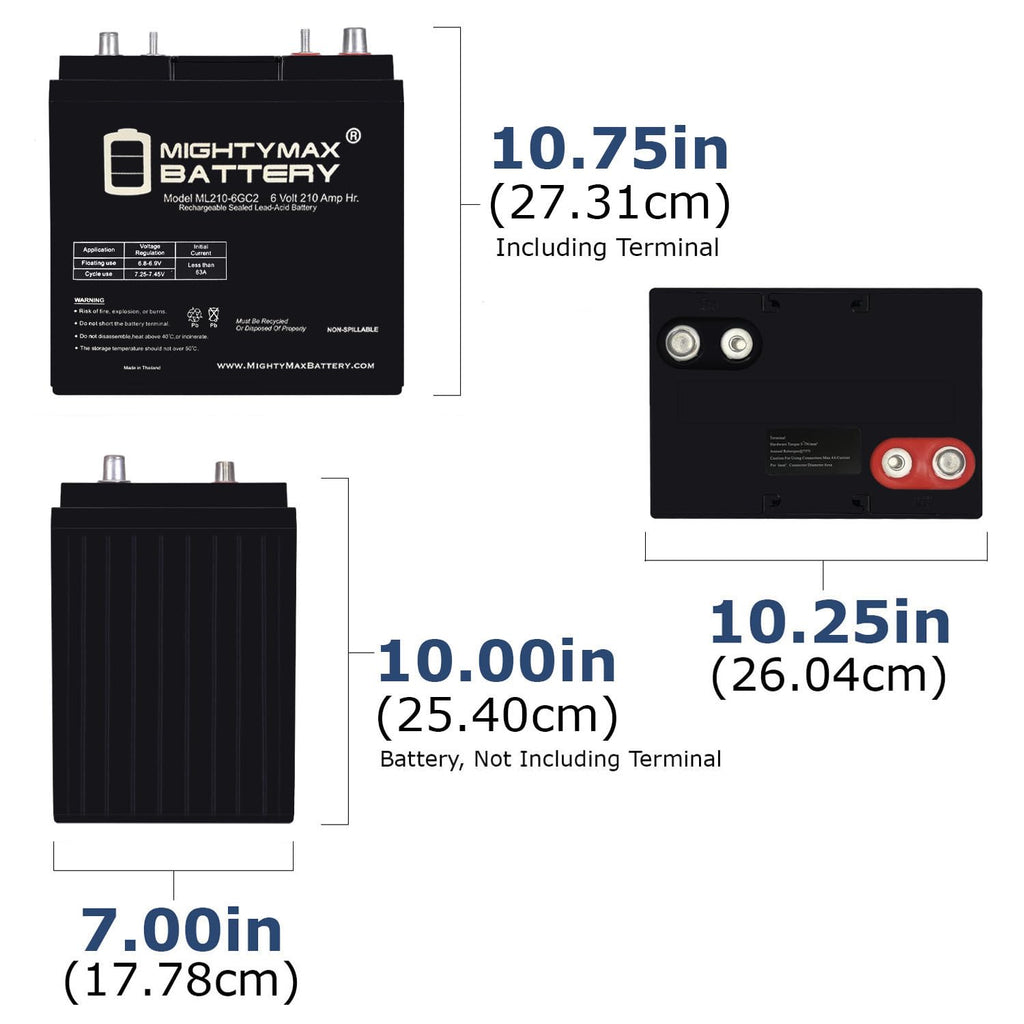6V 210AH Dual Terminal SLA Replacement Battery 4 Pack K228
