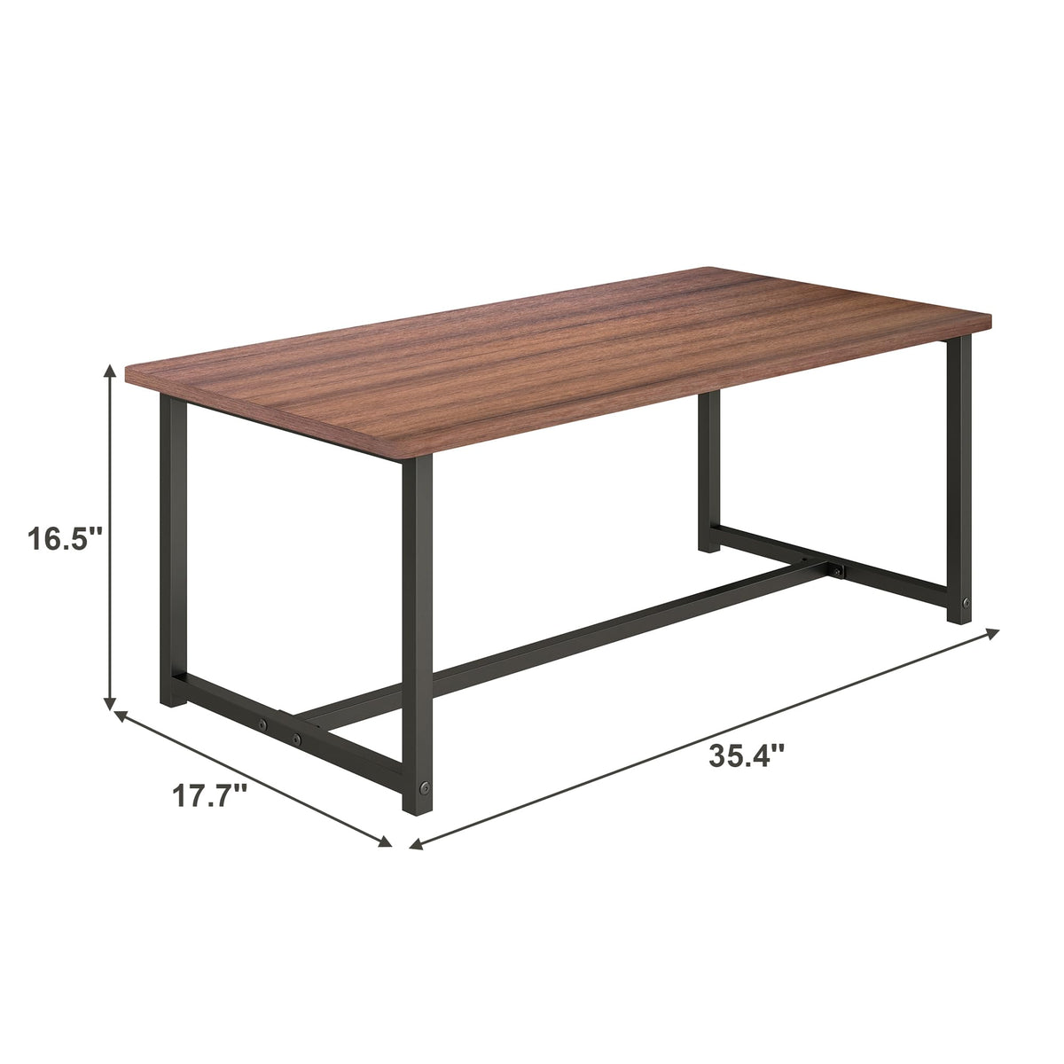 Walnut Rectangular Wood Coffee Table with Metal Frame B591