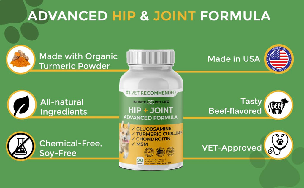 Hip and Joint Supplement for Dogs 90 Chewable Tablets X53805