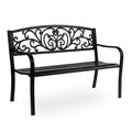 50in Black Metal Outdoor Bench with Armrests C2118