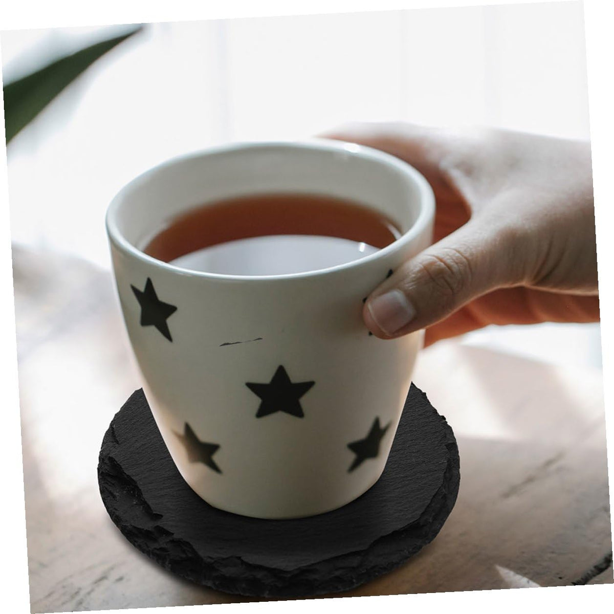 6pcs Stone Coasters Set with Non Slip Bottom D539006