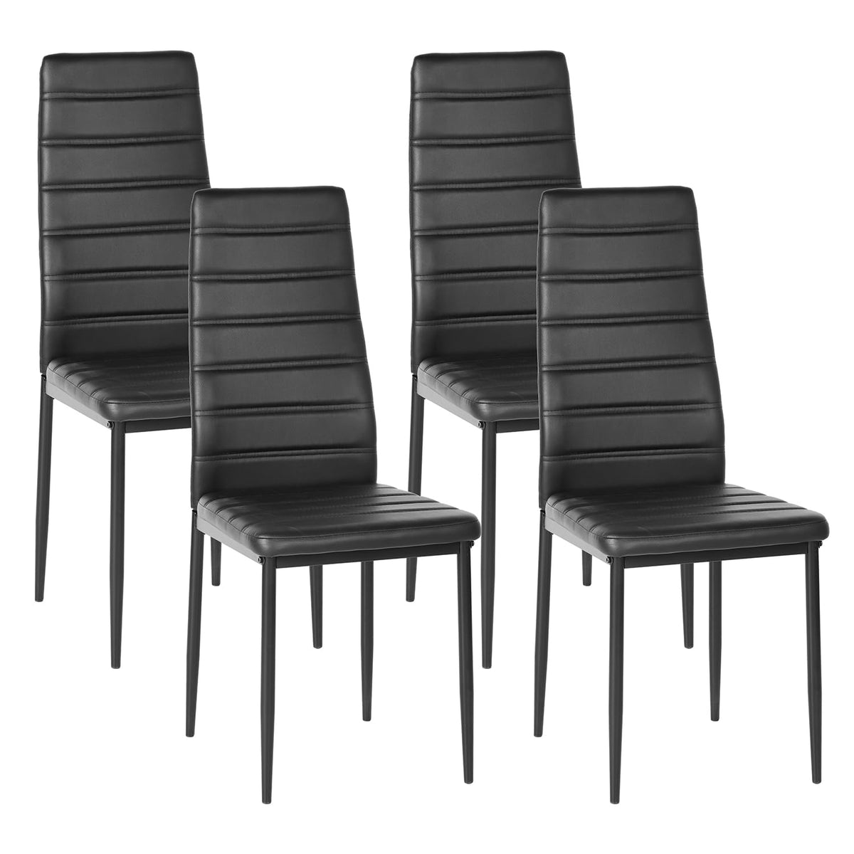 Black PU Dining Chairs Set of 4 Metal Legs L787737
