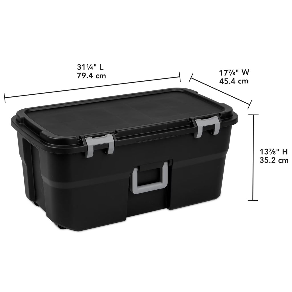 Black 22 Gal Wheeled Plastic Storage Bins D8341