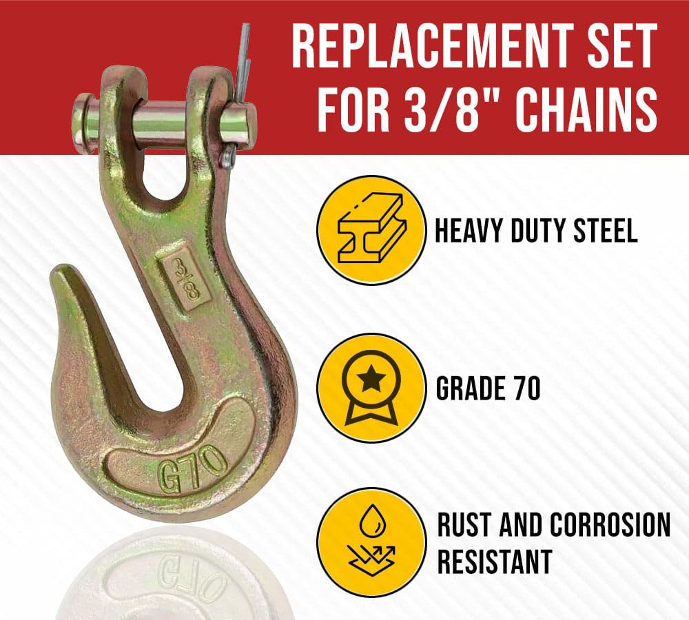 3/8 Grade 70 Forged Alloy Steel Clevis Grab Hooks 10 Pack O111026