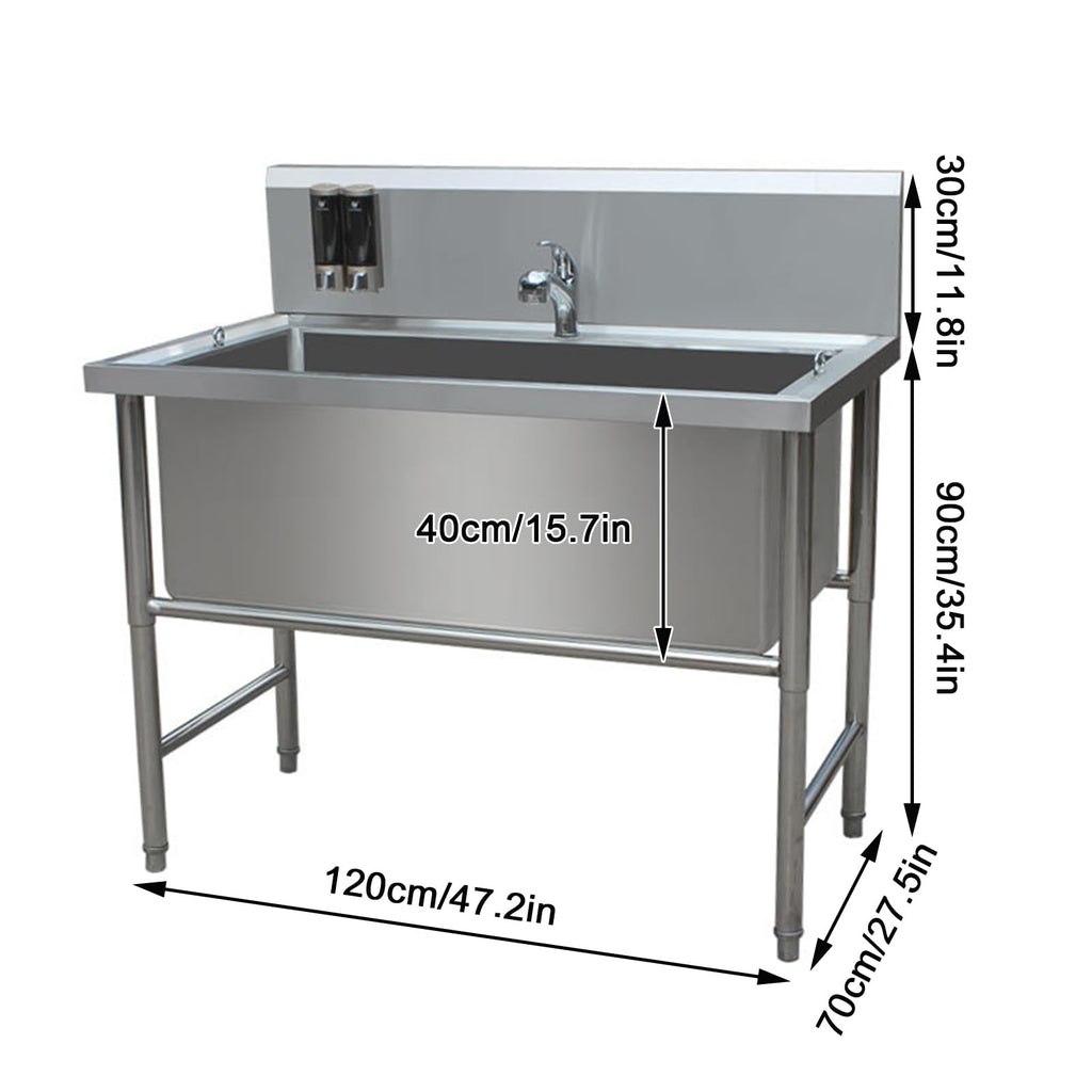 47" Stainless Steel Dog Grooming Tub with Stairs V926204