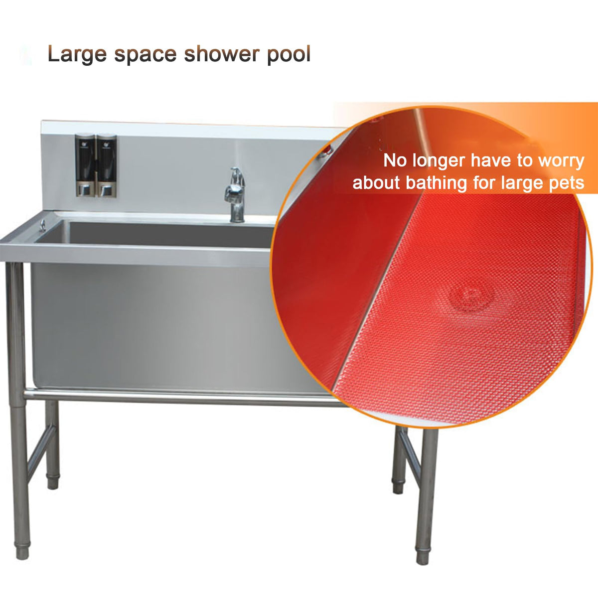 47" Stainless Steel Dog Grooming Tub with Stairs V926204