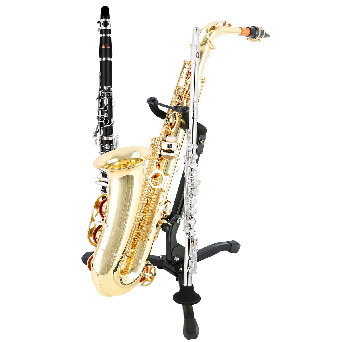 Alto & Tenor Saxophone Stand with 2 Flute/Clarinet Holders and Bag R54615