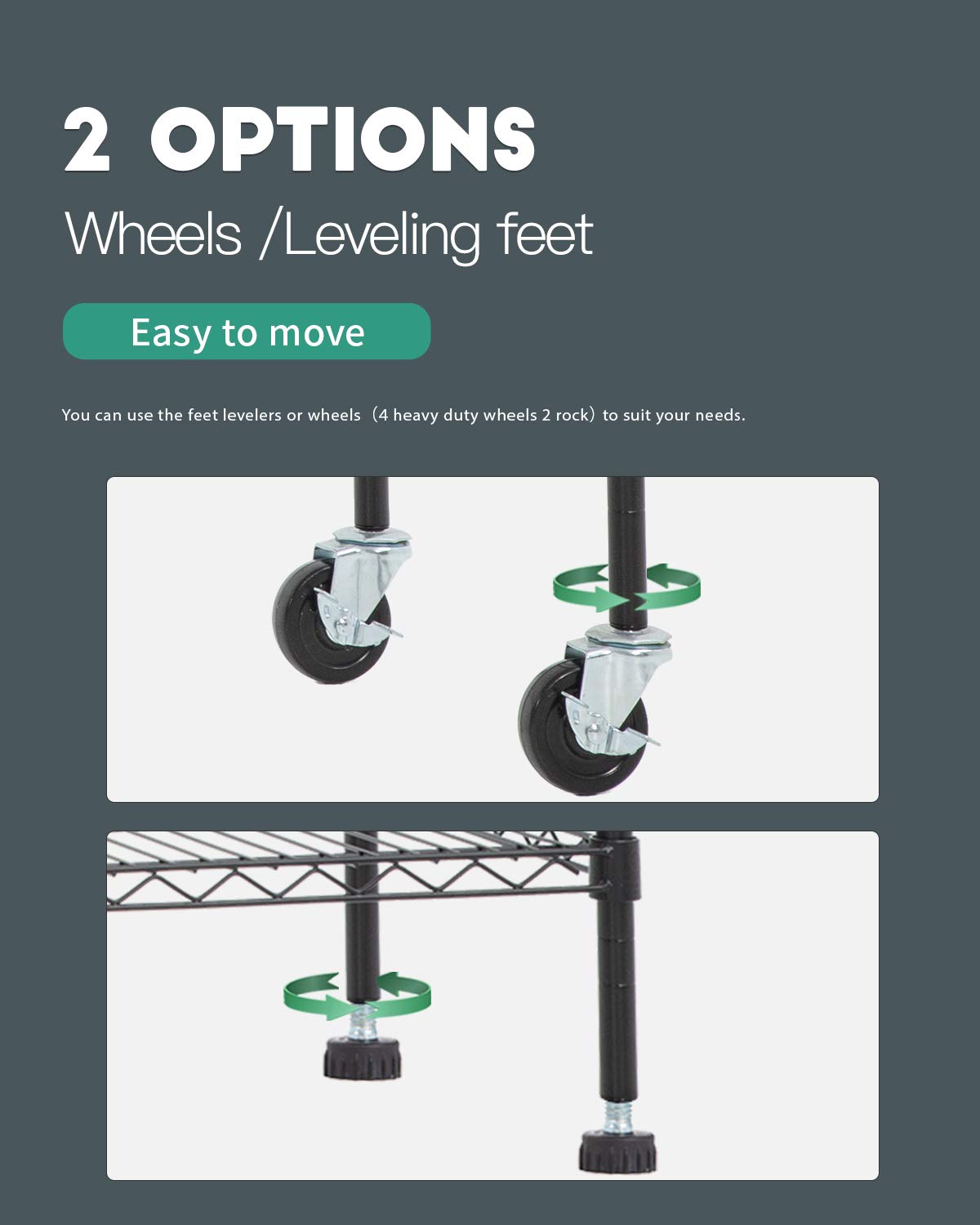 6 Tier Steel Wire Shelving Unit with Wheels U329