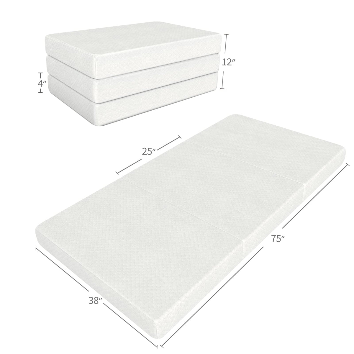 Memory Foam Tri-fold Mattress Topper, Twin Size X142