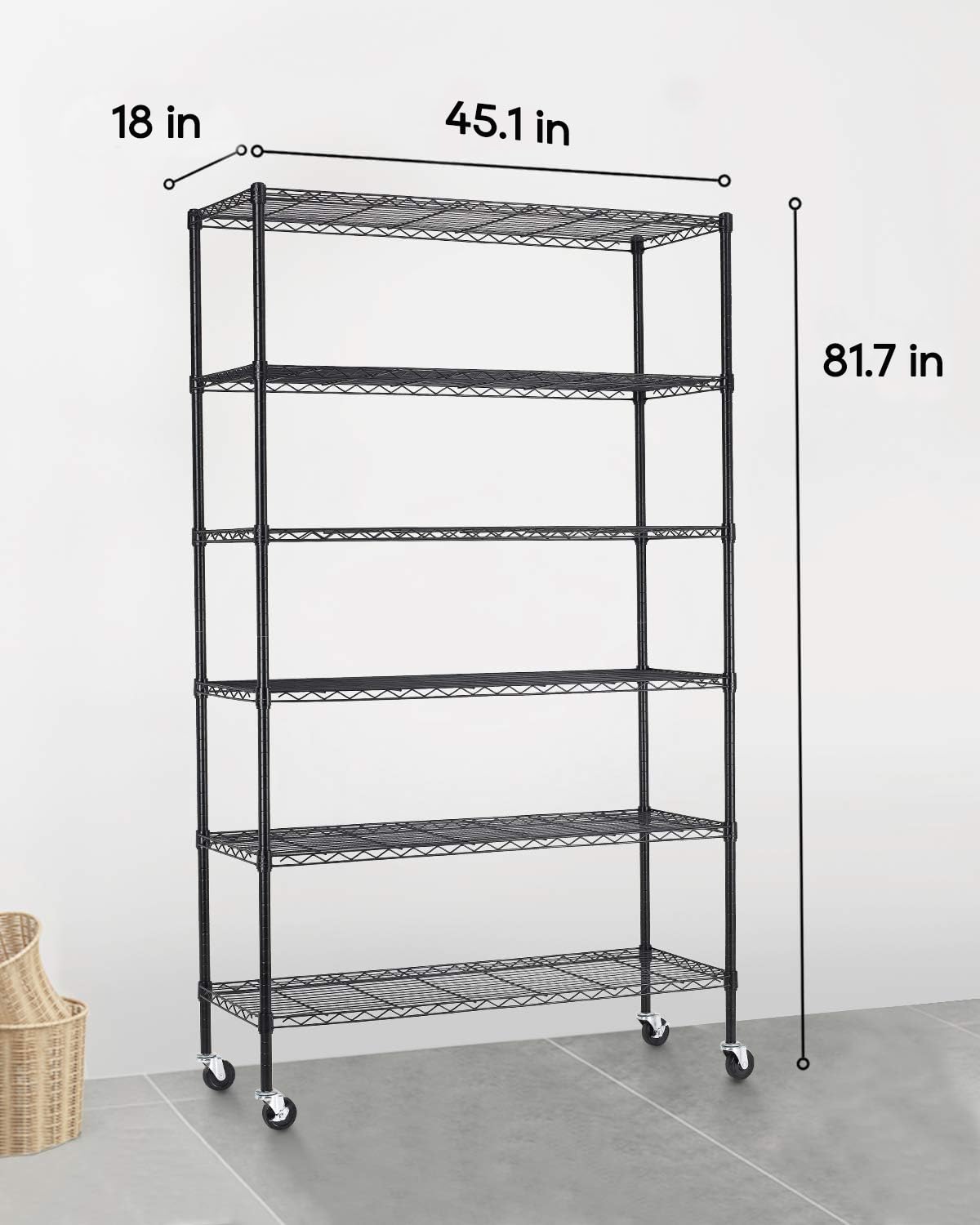 6 Tier Steel Wire Shelving Unit with Wheels U329