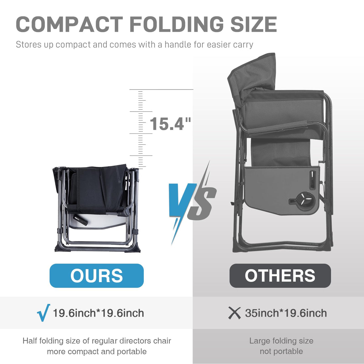 Portable Folding Camping Chair with Side Table, Black Q878