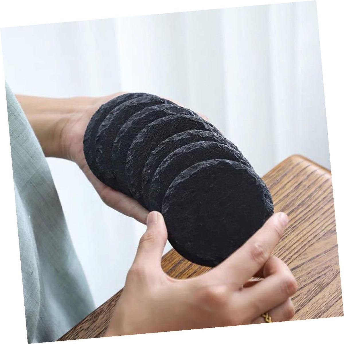 6pcs Stone Coasters Set with Non Slip Bottom D539006