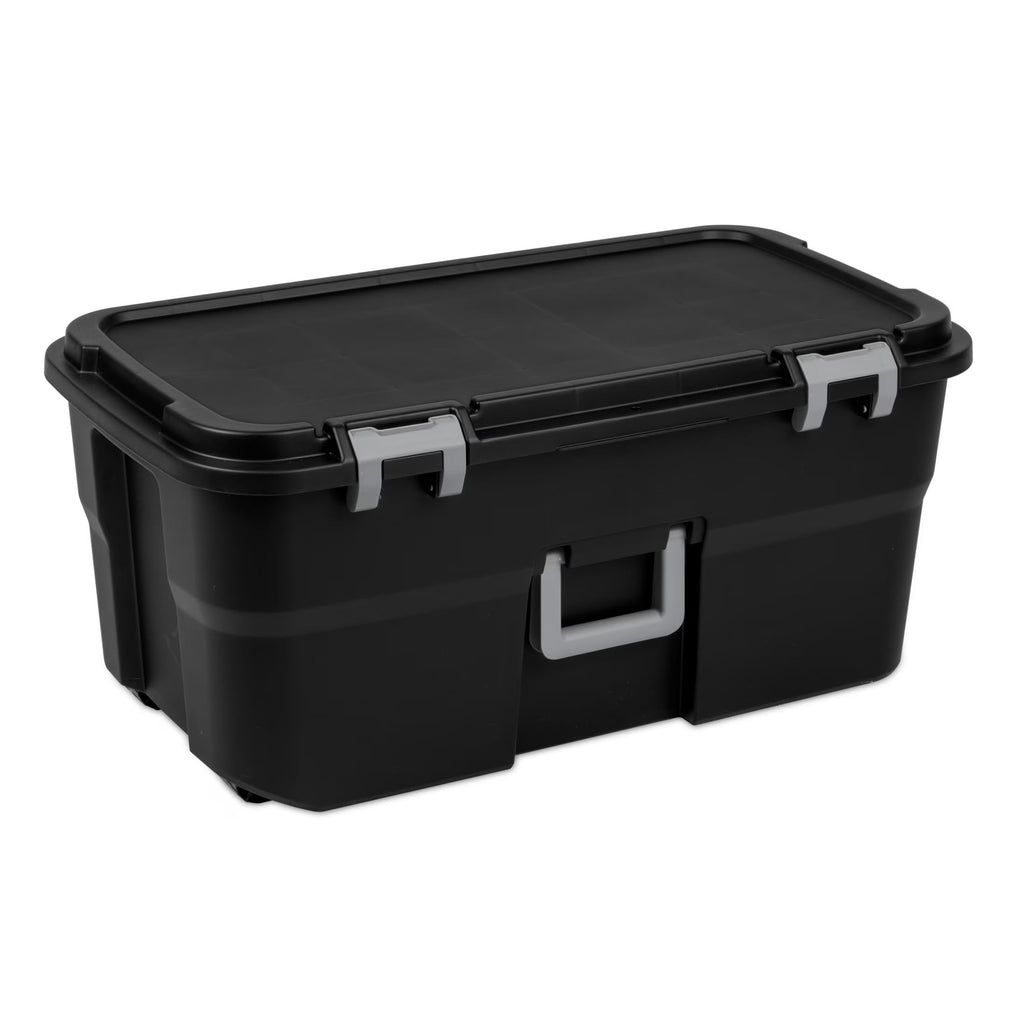 Black 22 Gal Wheeled Plastic Storage Bins D8341