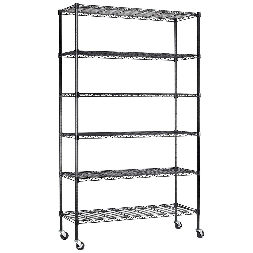 6 Tier Steel Wire Shelving Unit with Wheels U329