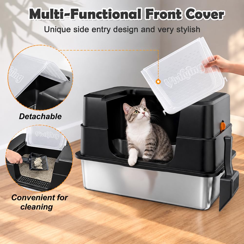 XL Stainless Steel Cat Litter Box with Lid P641737