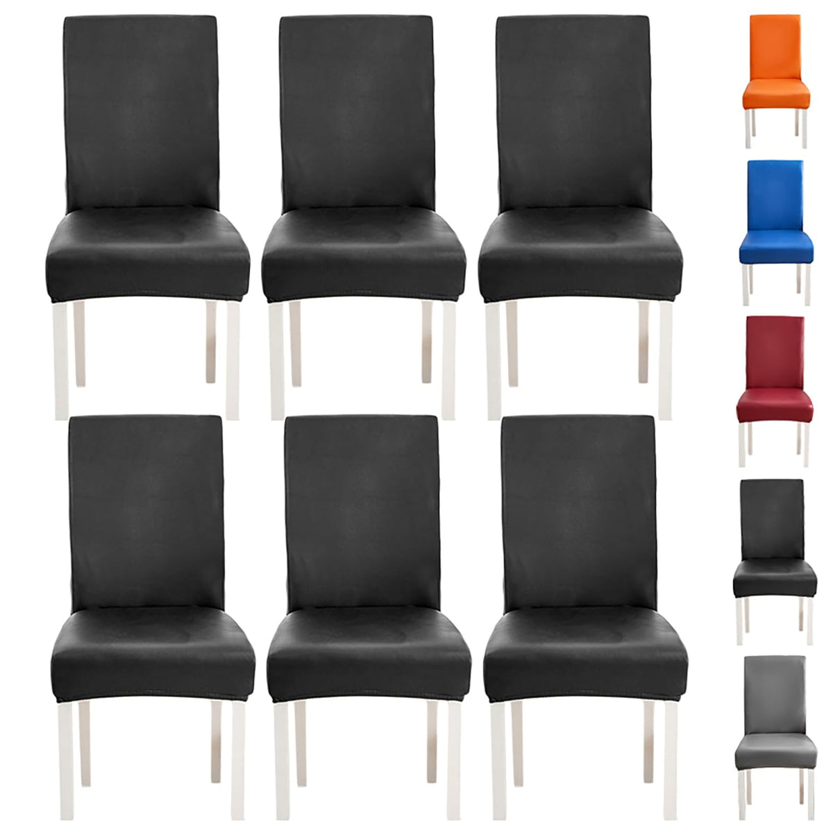 Black 6pcs Leather Chair Cover U661626