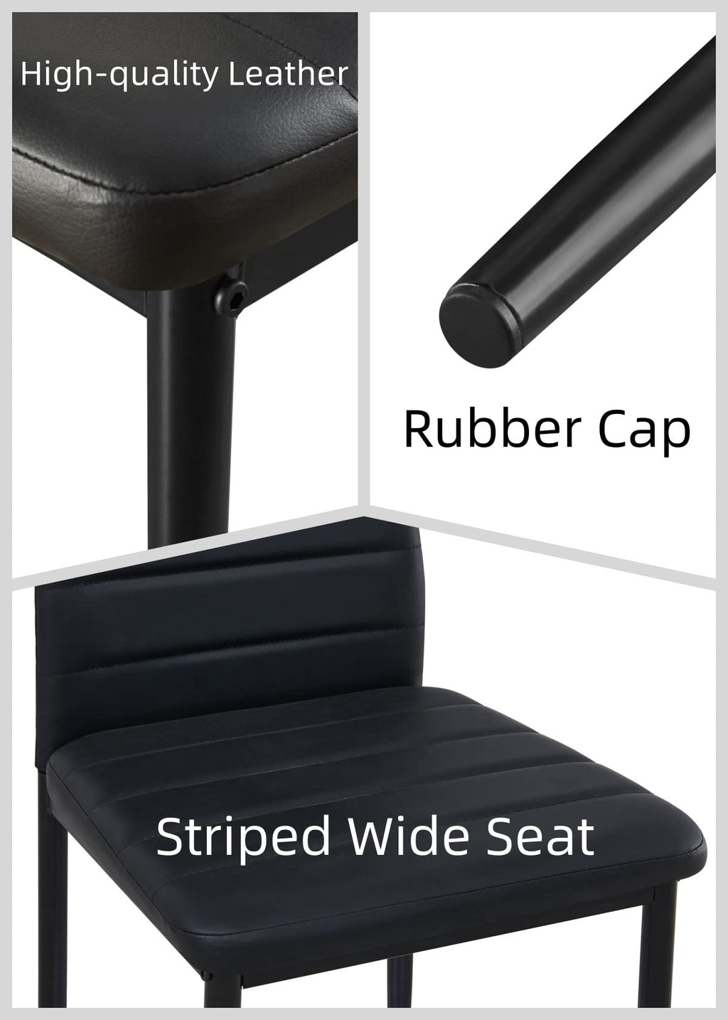 Black PU Dining Chairs Set of 4 Metal Legs L787737