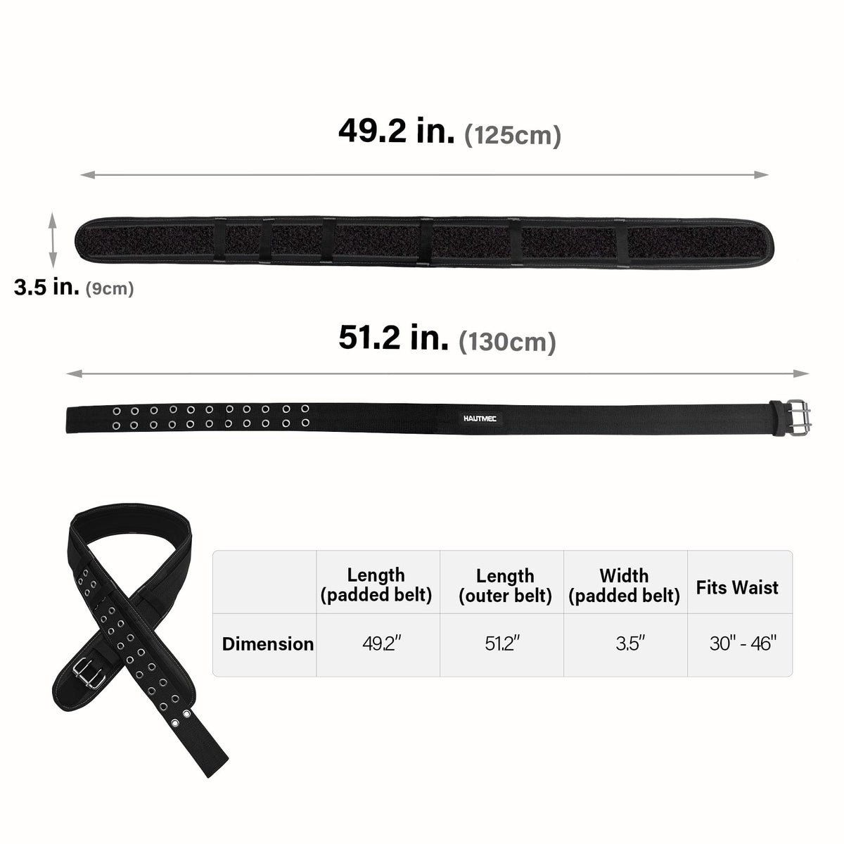 Heavy-Duty Padded Tool Belt, 3.5" Wide Adjustable Work Belt R758498