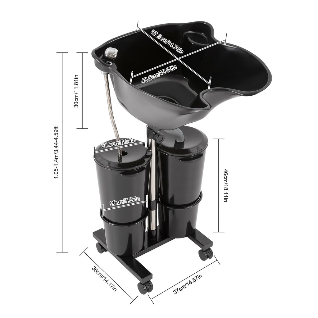 Portable Height & Angle Adjustable Shampoo Bowl with Electric Pump & 2 Bucket V872