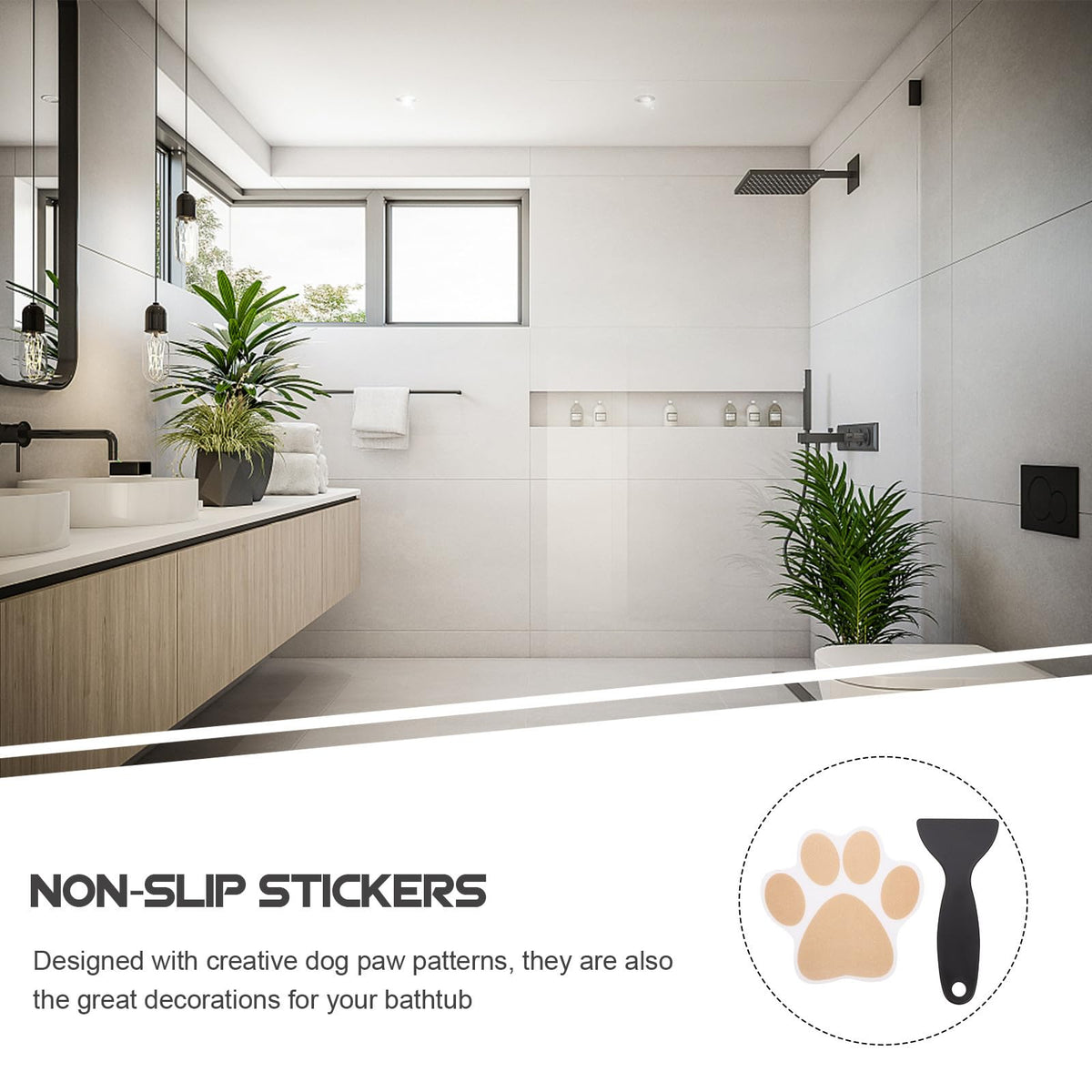 Dog Paw Non Slip Bathtub Stickers with Scraper L554