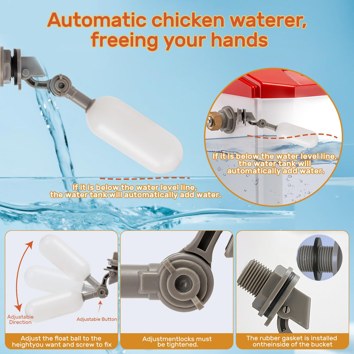 Automatic Chicken Waterer with Stainless Steel Hose H456972