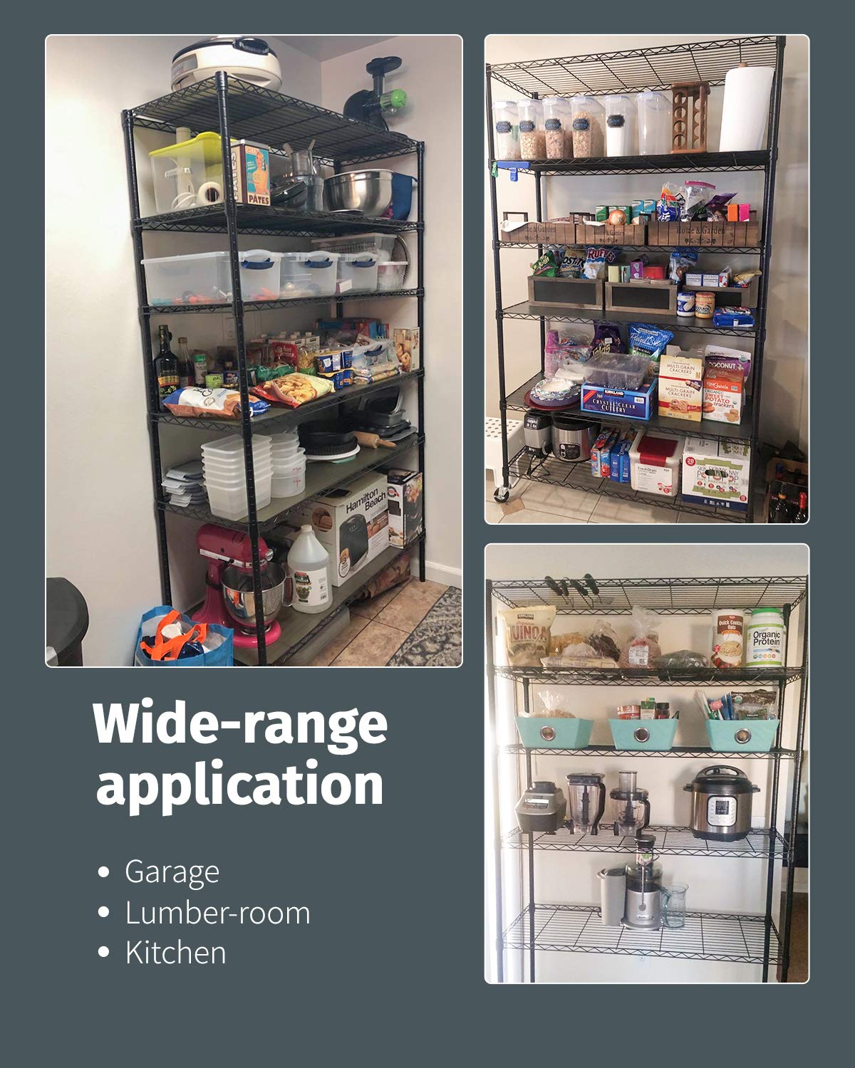6 Tier Steel Wire Shelving Unit with Wheels U329