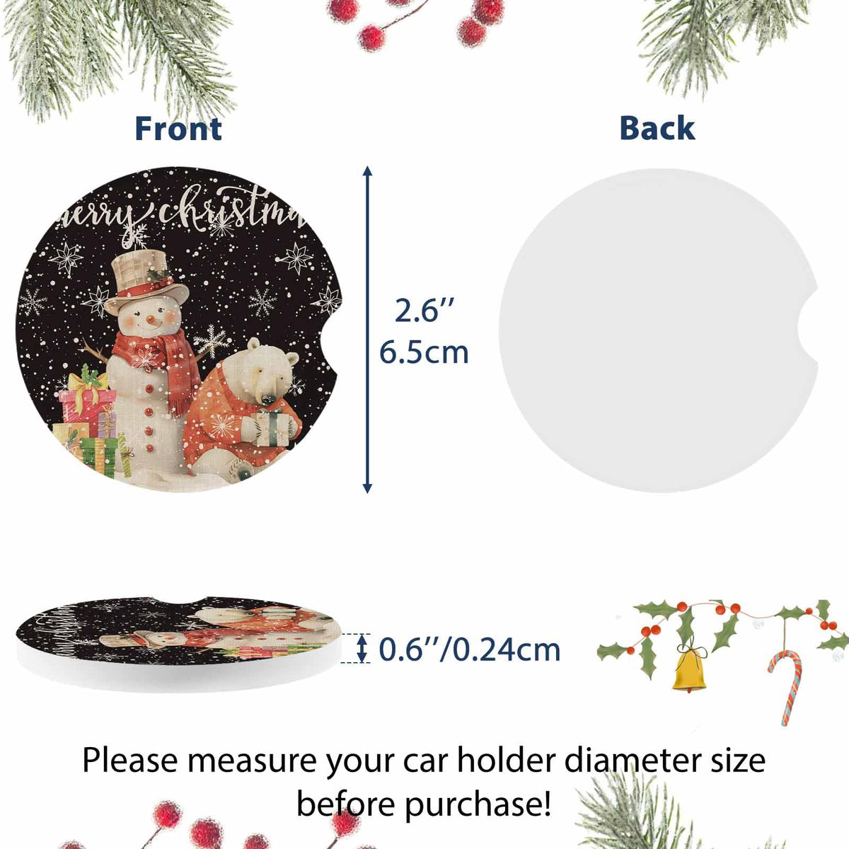 Absorbent Ceramic Stone Car Coasters Set of 2 C898721