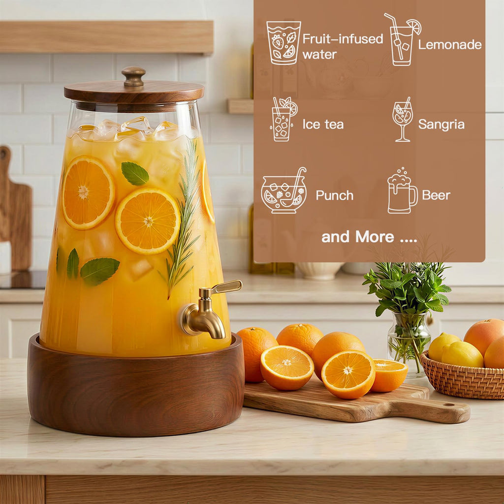 1.7 Gallon Glass Beverage Dispenser with Spigot S818789