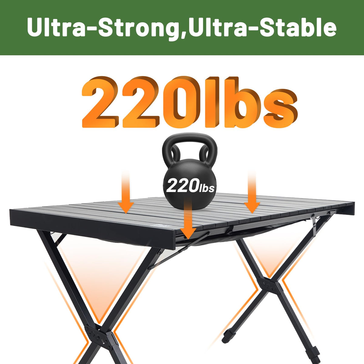 Folding Camping Table Adjustable Height Lightweight Aluminum Black C599051