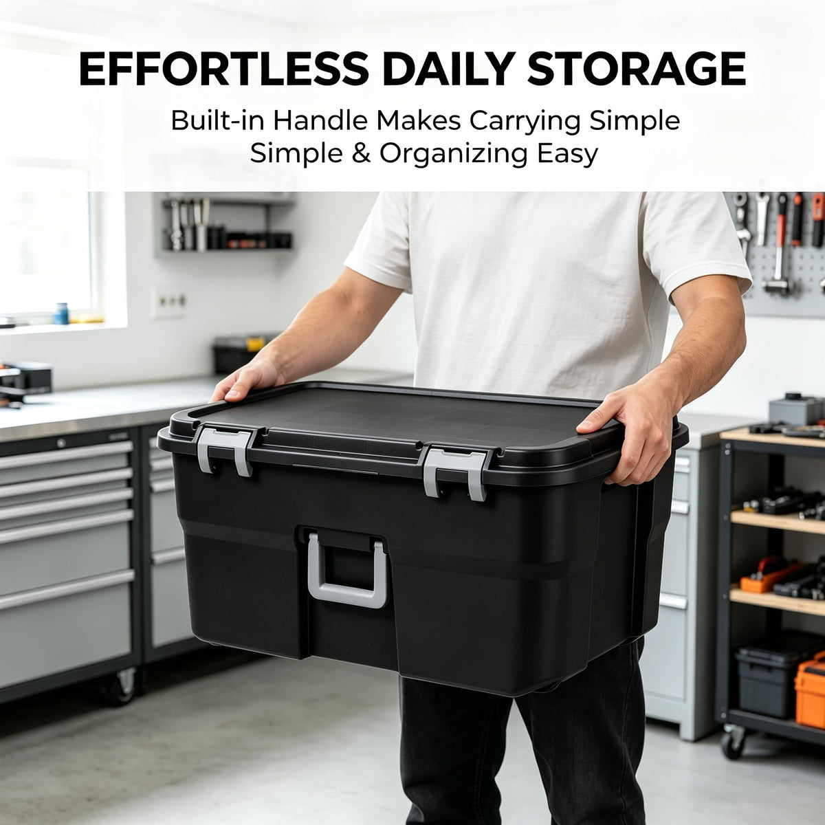 Black 22 Gal Wheeled Plastic Storage Bins D8341
