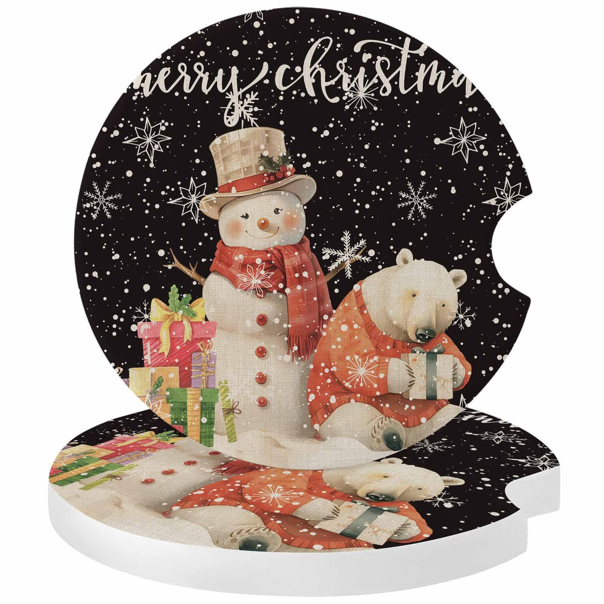Absorbent Ceramic Stone Car Coasters Set of 2 C898721