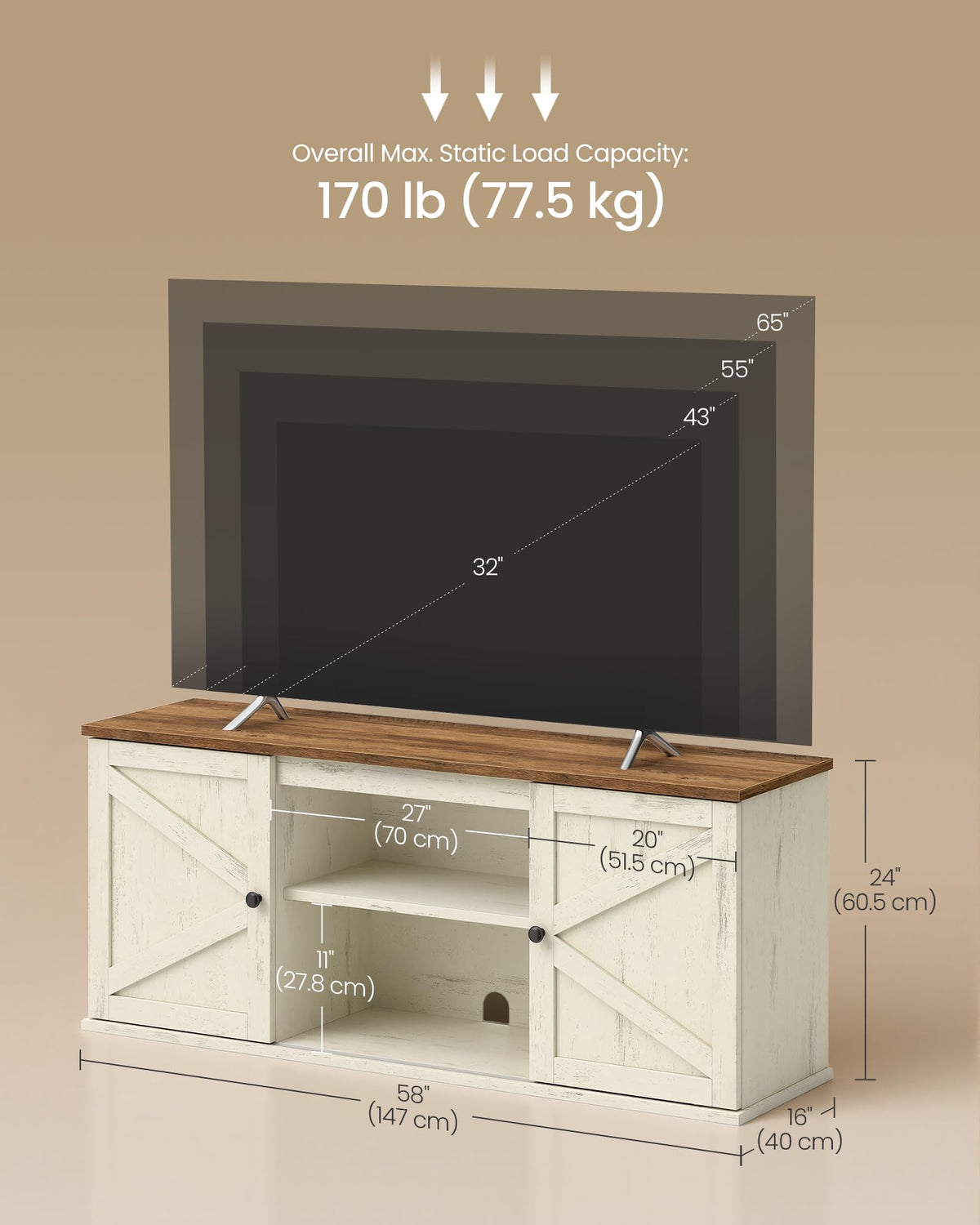 Farmhouse TV Stand for 65'' TV X3375