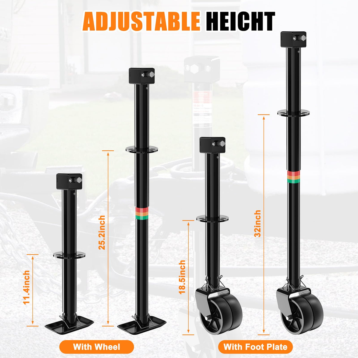 A-Frame Trailer Jack 2-in-1 5000lbs Foot Plate & 2000lbs Dual-Wheel B83206