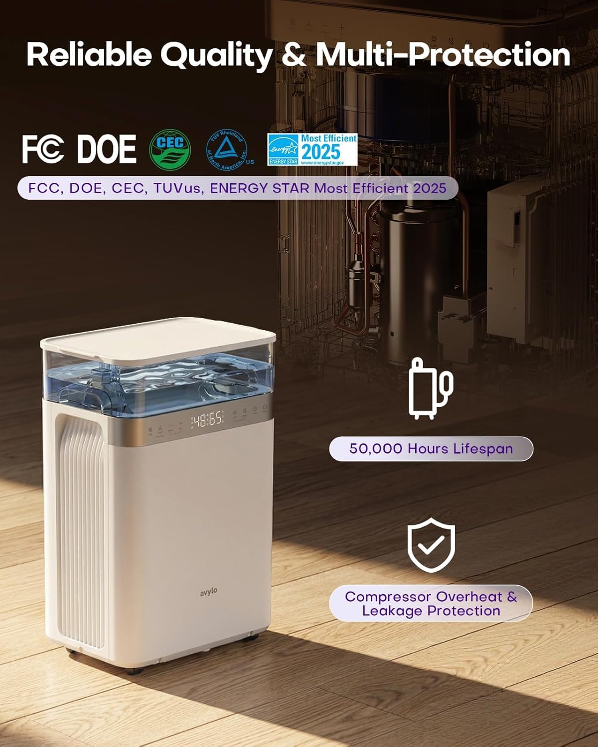 White Dehumidifier with Pump and Hose E73190