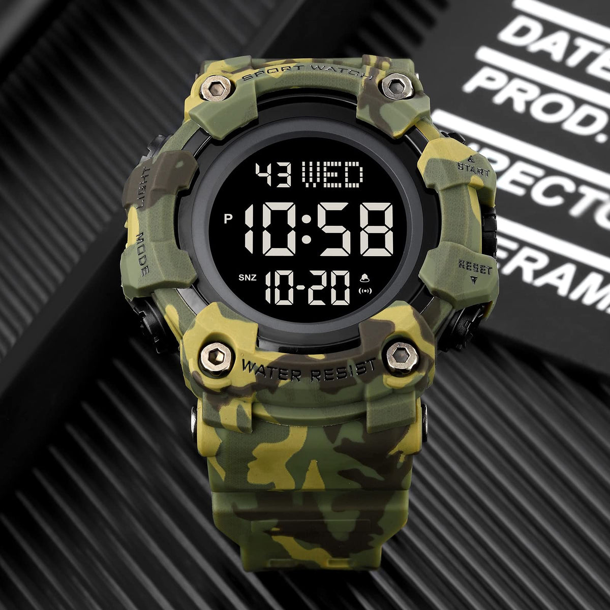 Men Digital Watch Waterproof LED Stopwatch H428064