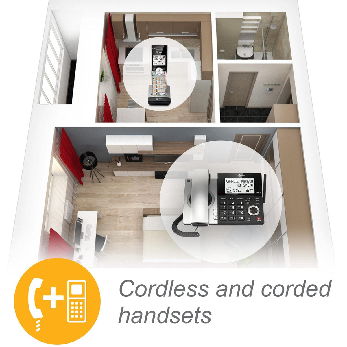 2-Handset Corded/Cordless Phone with Answering Machine C25143