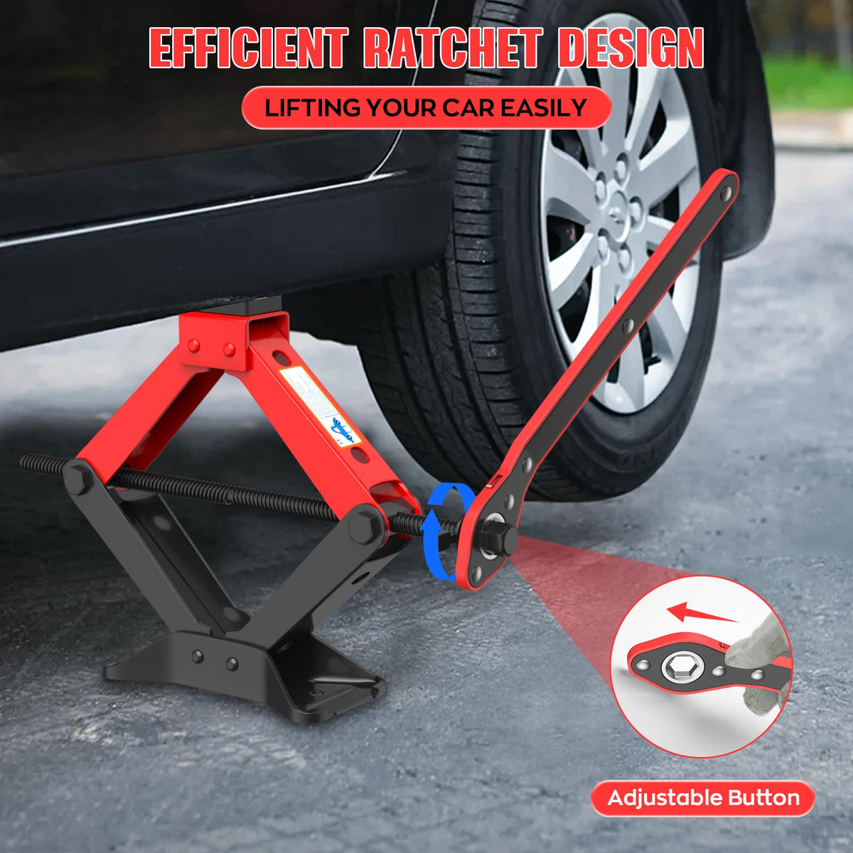 3 Ton Heavy Duty Scissor Jack Kit with Lug Wrench V7646