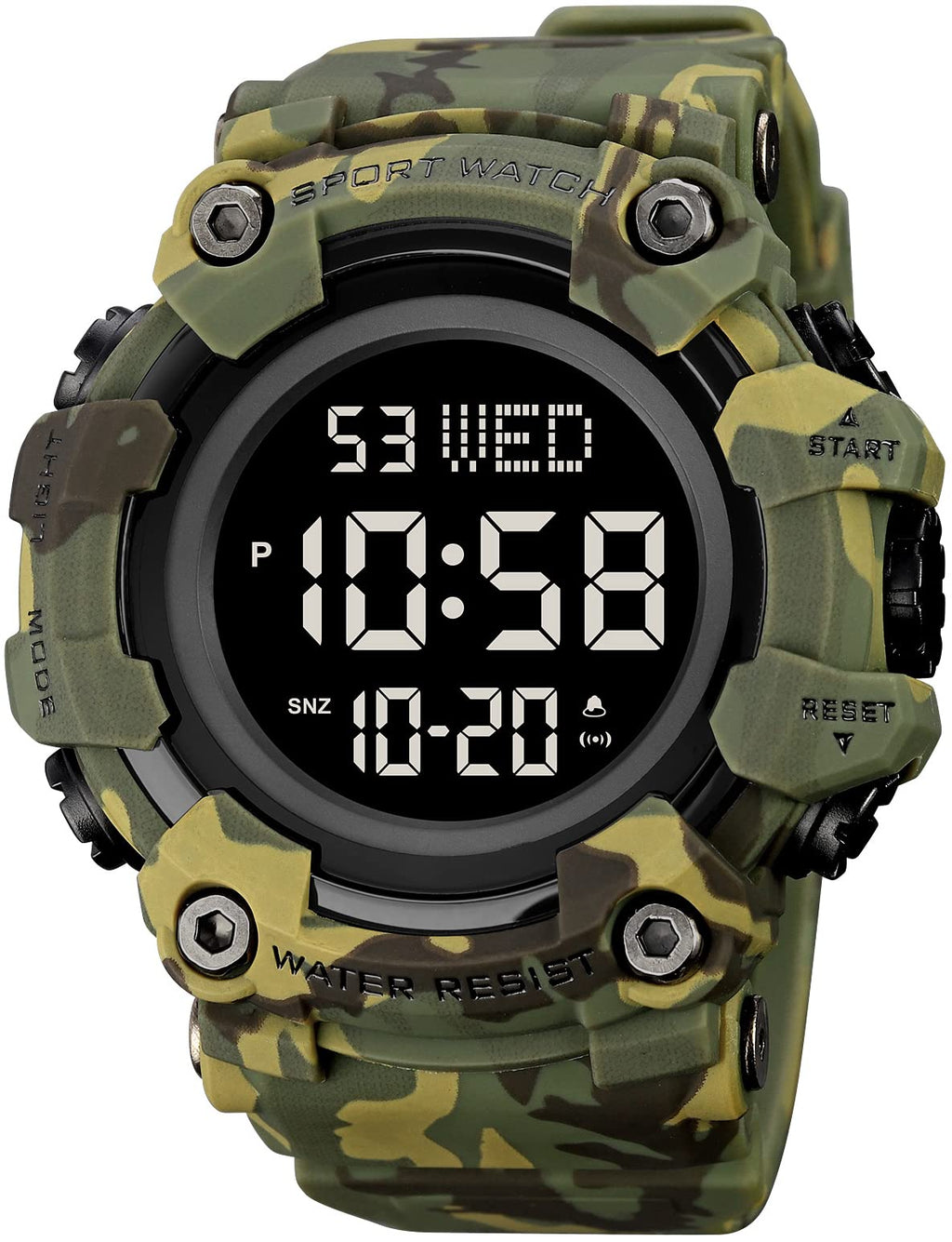 Men Digital Watch Waterproof LED Stopwatch H428064