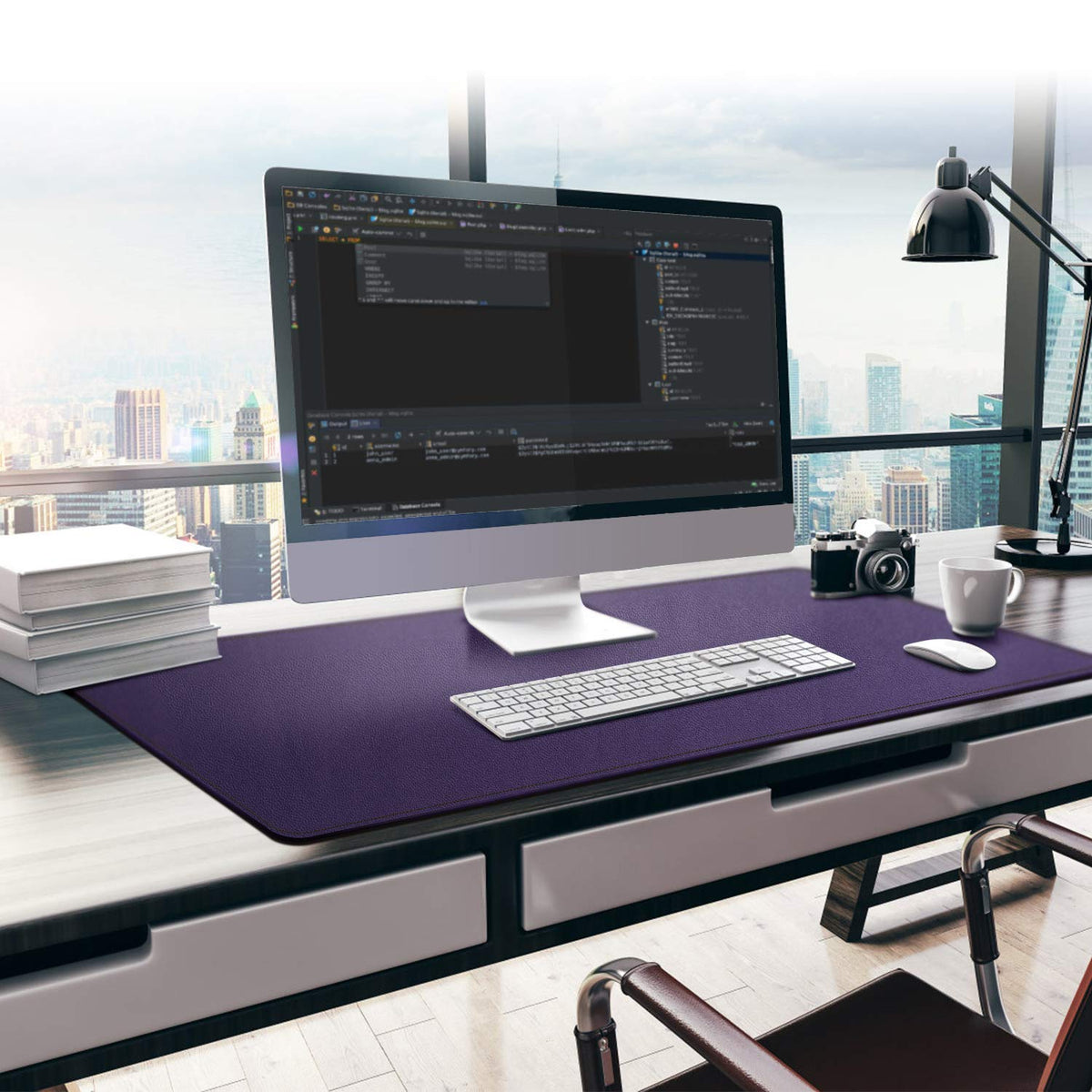 38"x16" Purple PU Leather Desk Pad U765