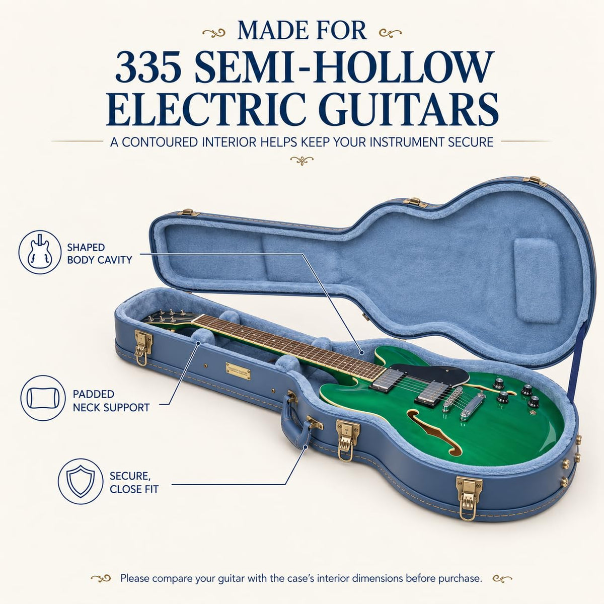 Smoke Blue Guitar Case for Semi-Hollow Electric Guitars G409