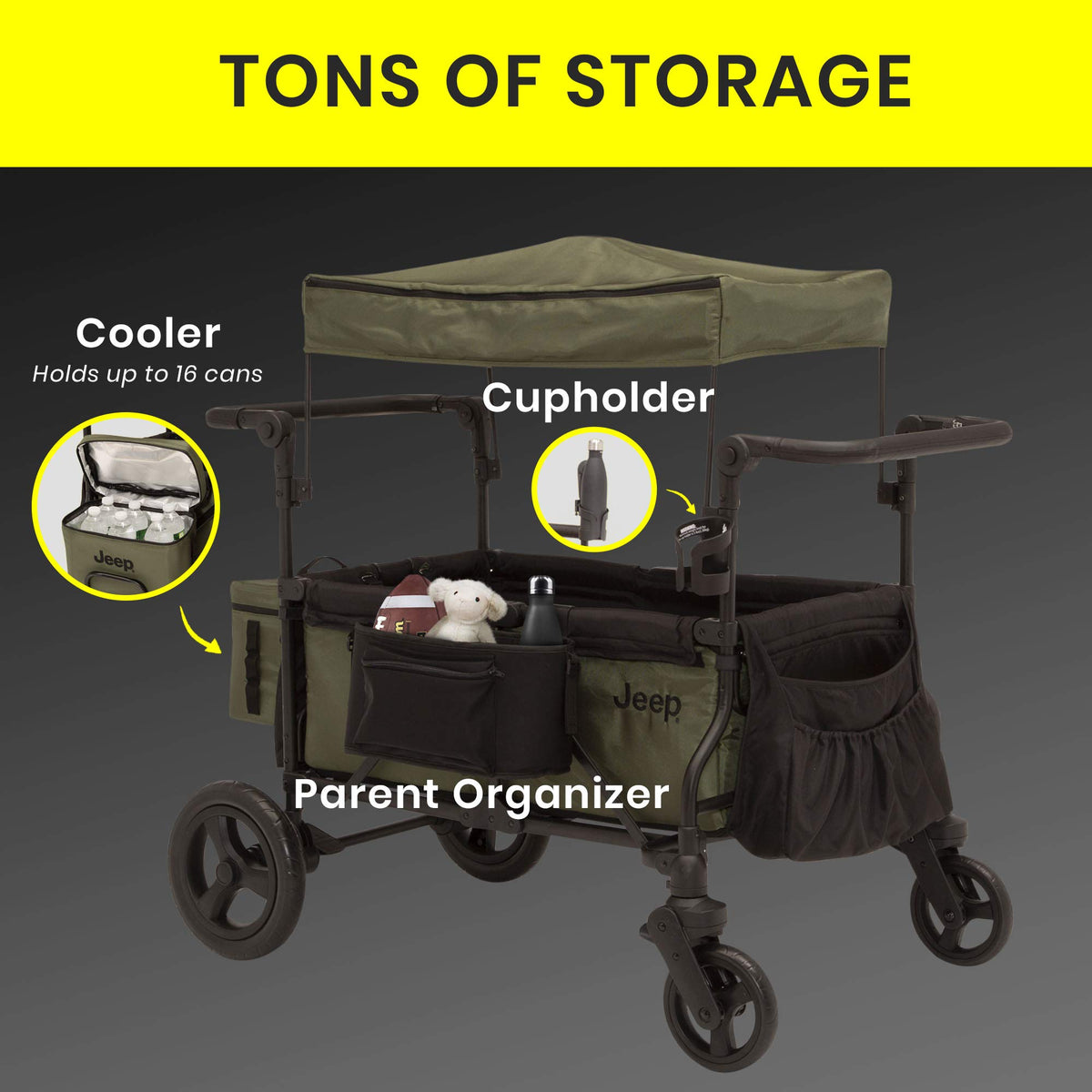Black/Green Stroller Wagon with Cooler Bag P930343