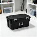 Black 22 Gal Wheeled Plastic Storage Bins D8341