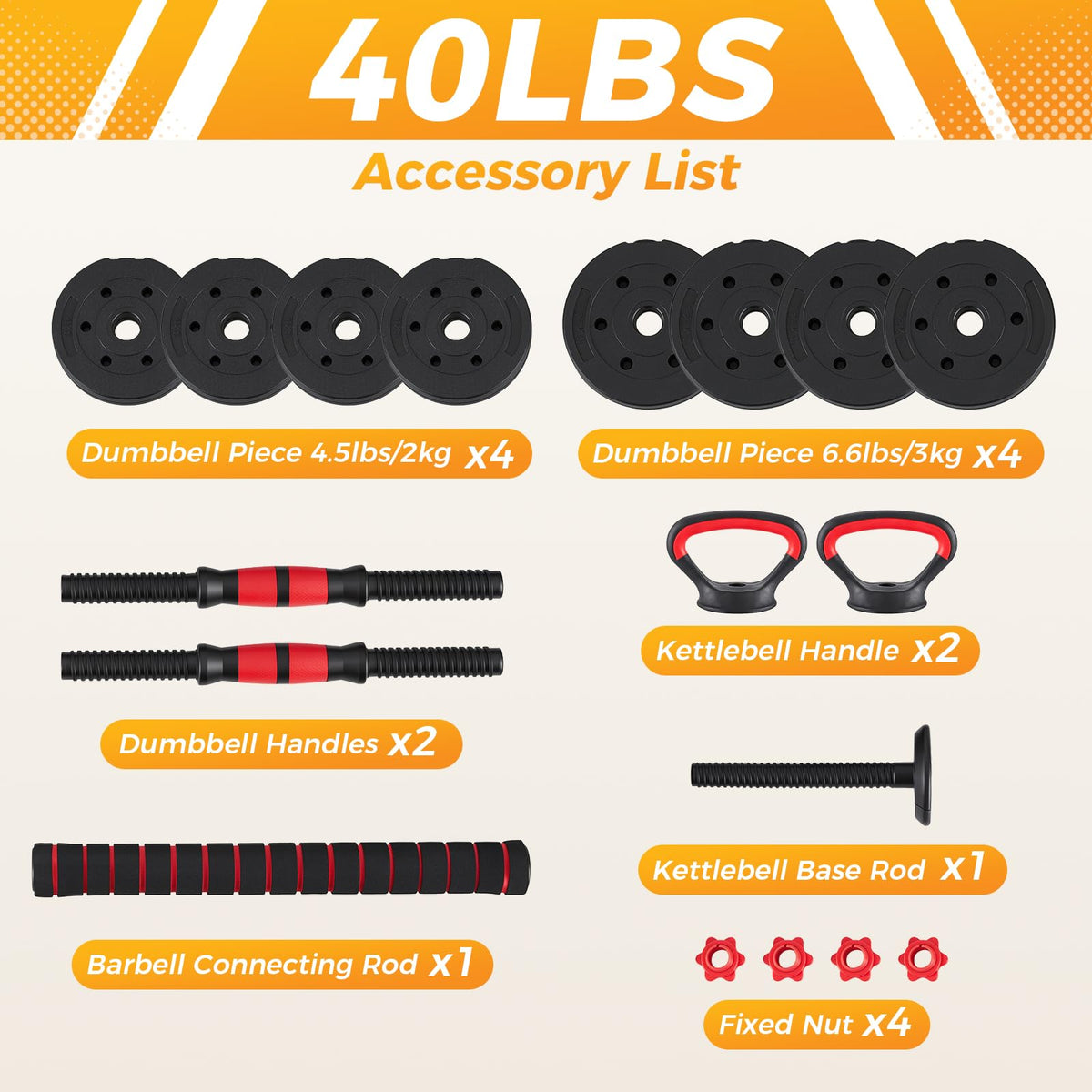 Adjustable Dumbbell Set 20/40/60LBS I889