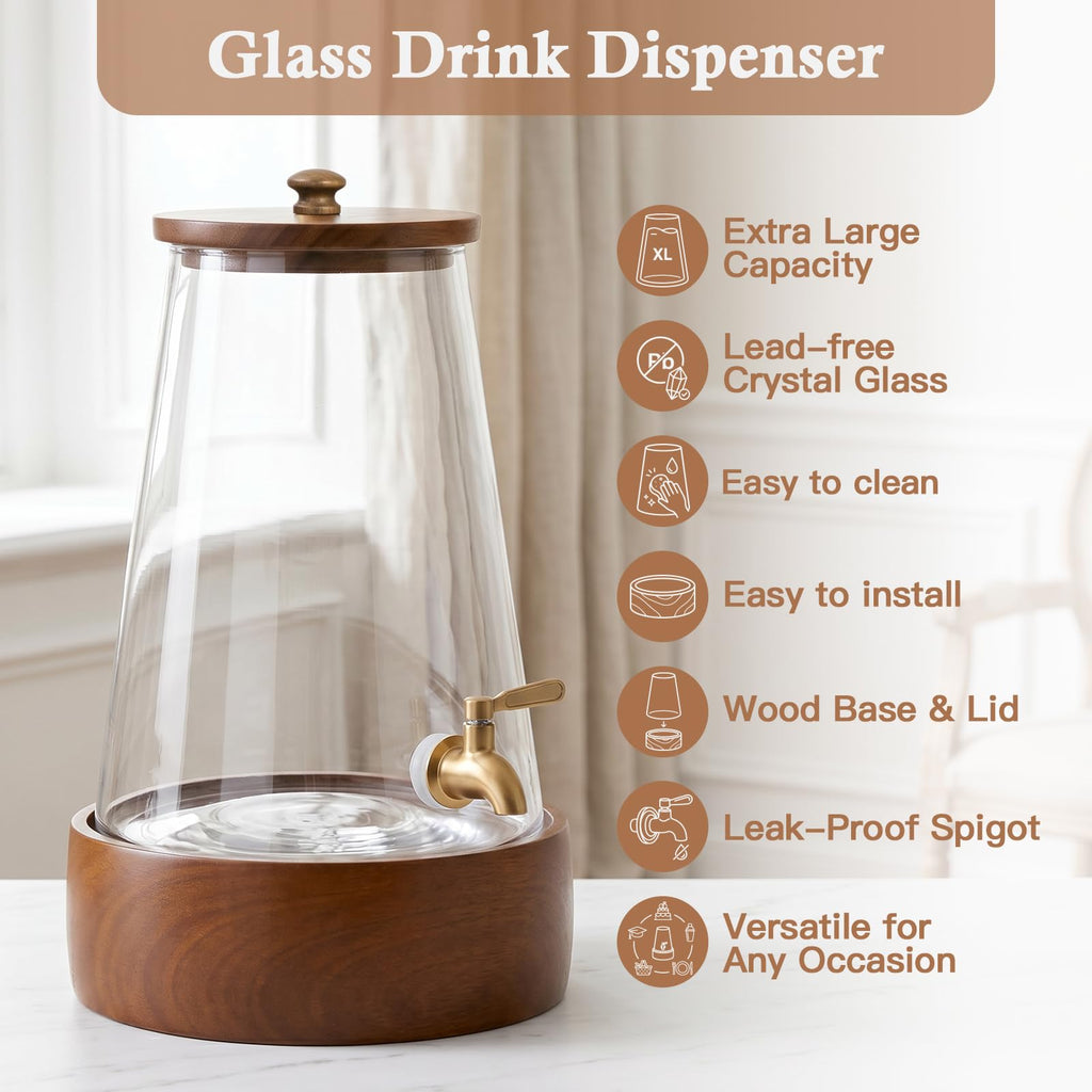 1.7 Gallon Glass Beverage Dispenser with Spigot S818789