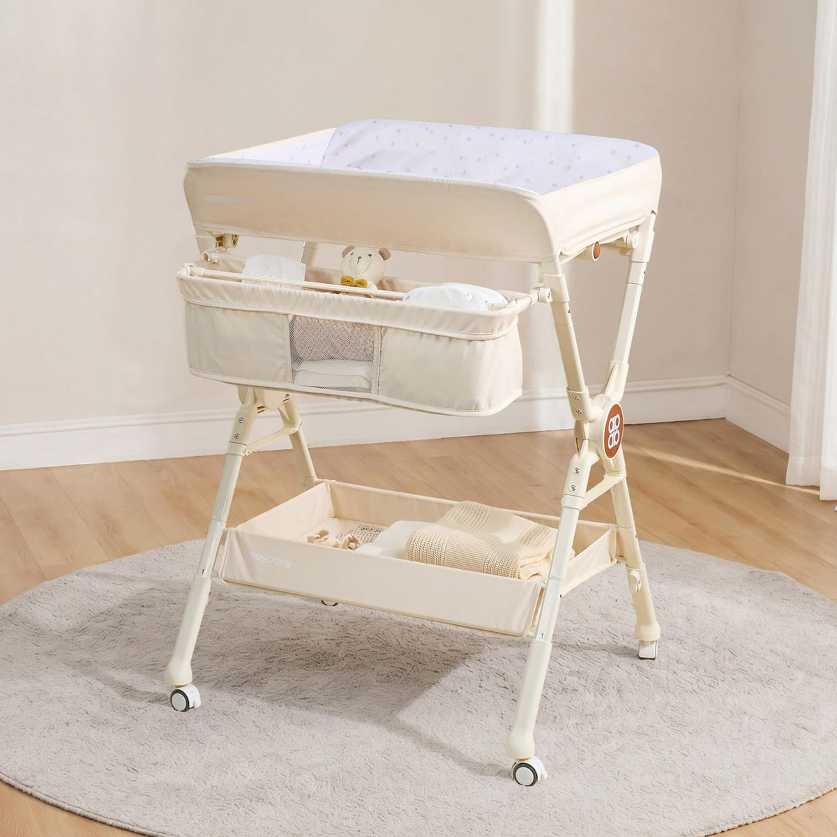 Portable Foldable Baby Changing Table on Wheels I31904