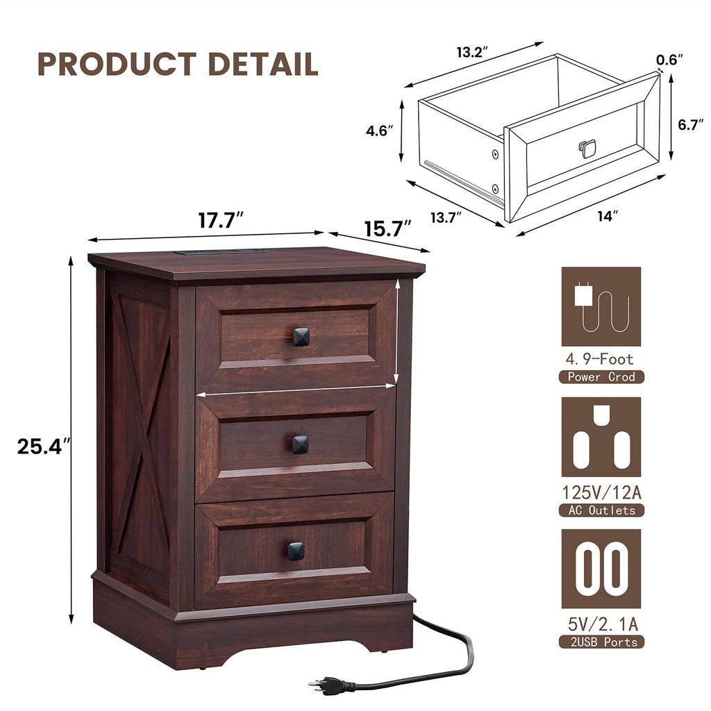3 Drawers Dresser with Charging Station K195219