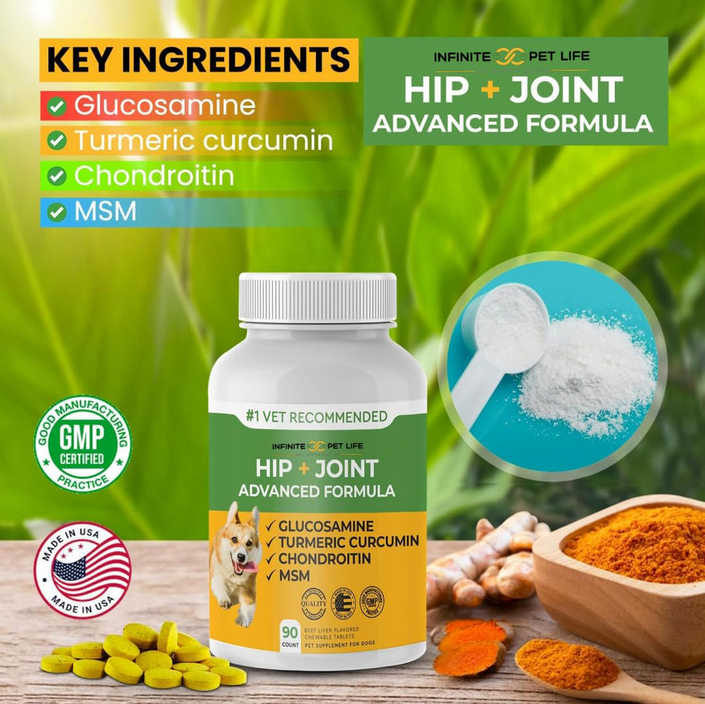 Hip and Joint Supplement for Dogs 90 Chewable Tablets X53805